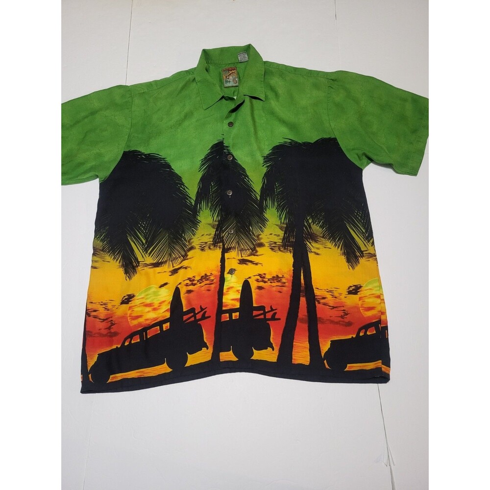 (#16) Pineapple Connection Mens XL AOP Hawaiian Palm Tree Surf Board Sunset